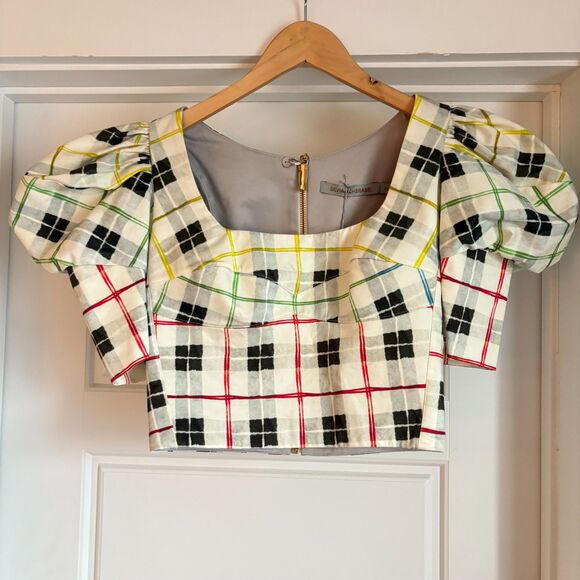 SILVIA TCHERASSI Brett Top Rainbow Check Size XS NEW - Picture 5 of 7